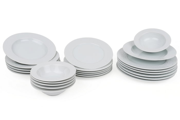 Hermia ACL24Y200 Vajilla de Porcelana Blanca de 24 Piezas para Comedor y Cocina